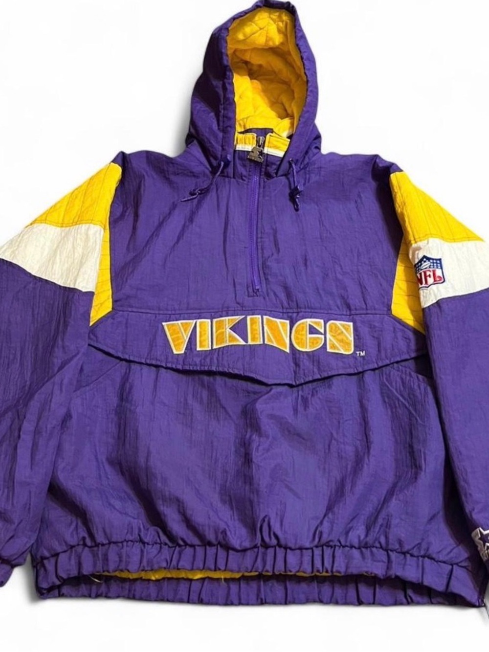 Vintage 90s NFL Starter Minnesota Vikings Pullover Hooded Jacket Men's Size L